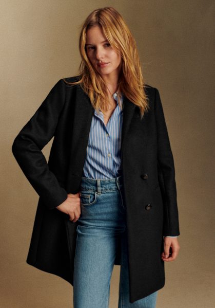 Léo Coat - Black - Virgin wool - Sézane