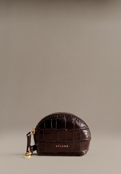 Milo Large Wallet - Chocolate Crocodile Print - Bovine leather