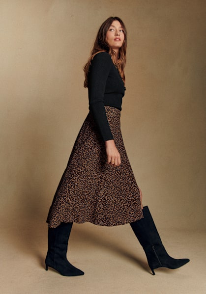 Laure Skirt - Large Winter Leopard Print - Organic cotton