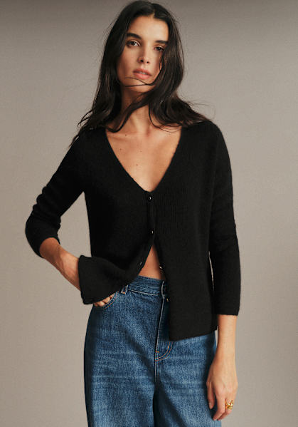 Noelie Cardigan - Black - Organic cotton - organic textile - Sézane