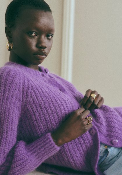 Basile Cardigan - Purple - Alpaca - Sézane