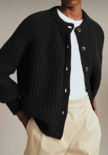 Noelie Cardigan - Black - Organic cotton - organic textile - Sézane