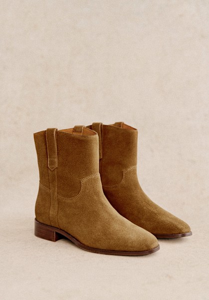 Jules Boots - Tan - Split cowhide leather - Sézane