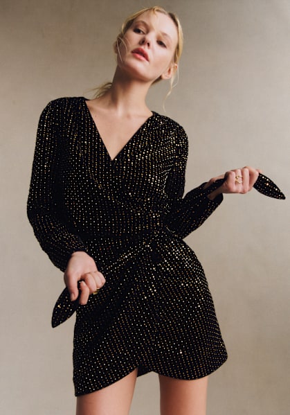 Abelita Blouse - Black/ Gold - Recycled polyester - Sézane