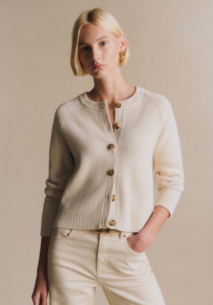 Noelie Cardigan - Cream - Organic cotton - organic textile - Sézane