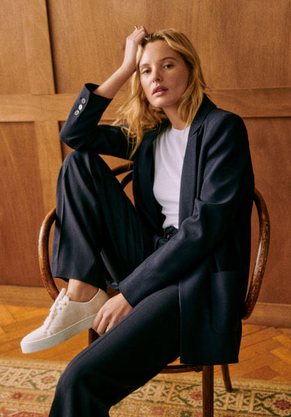 SEZANE ネイビージャケット Michele Jacket - Navy - Recycled polyester - Sézane