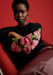 Jacquard Roses Fond Gris Anthracite