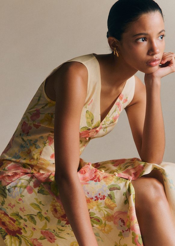 Fitia Dress - Estate Print - Organic flax - Sézane