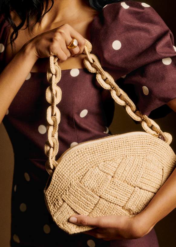 【Sezane】 大人の夏のカゴバック Isabelle Bag ピスタチオ Isabelle Bag - Natural woven raffia - Raffia - Sézane