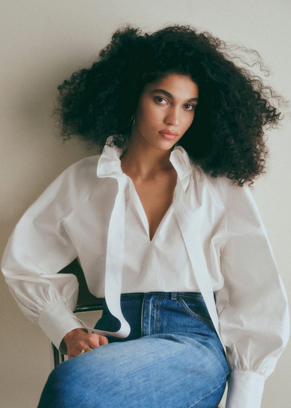 SÉZANE ブラウス Hillis Shirt - Ecru - Organic Cotton - Sézane