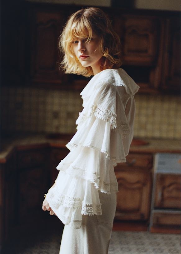 Rodolfo ブラウス - エクリュ - オーガニックコットン - Sézane