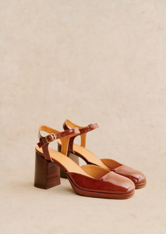 Alexane Mary Janes - Patent Camel - Patent goatskin leather - Sézane