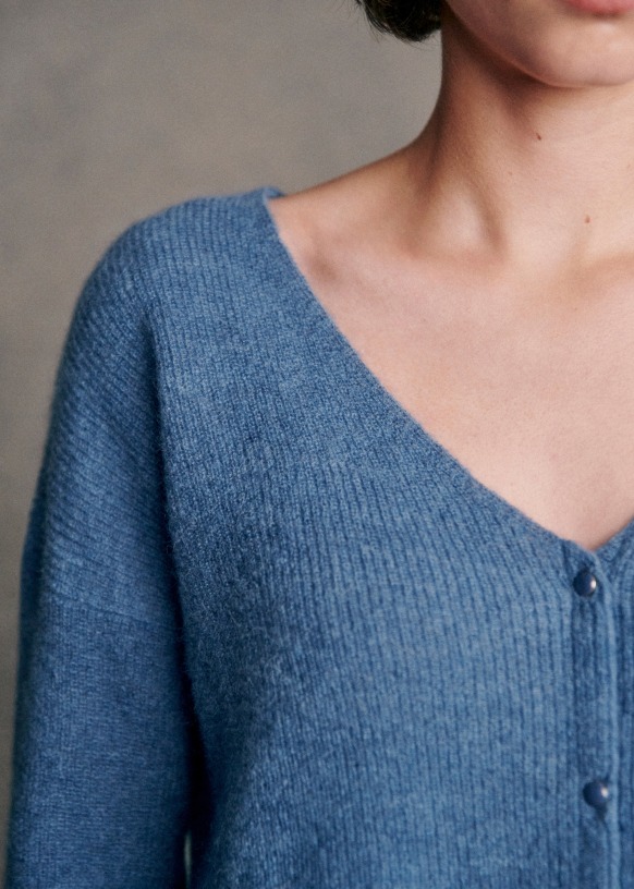 Barry Cardigan Charcoal Grey Super kid mohair Sezane