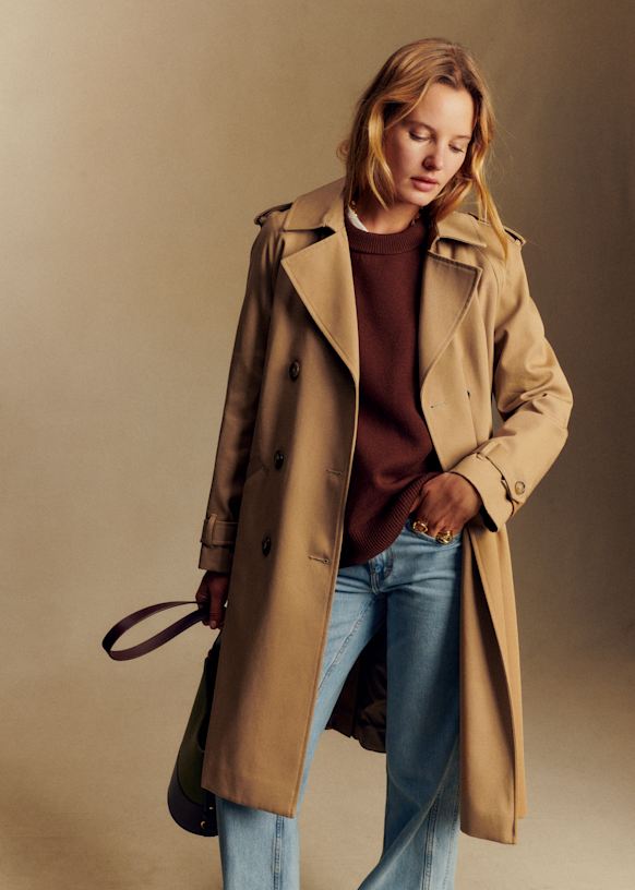 Sezane セザンヌ　Scottトレンチコート　34サイズ　キャメル　コットン Scottトレンチコート - キャメル - オーガニックコットン - Sézane