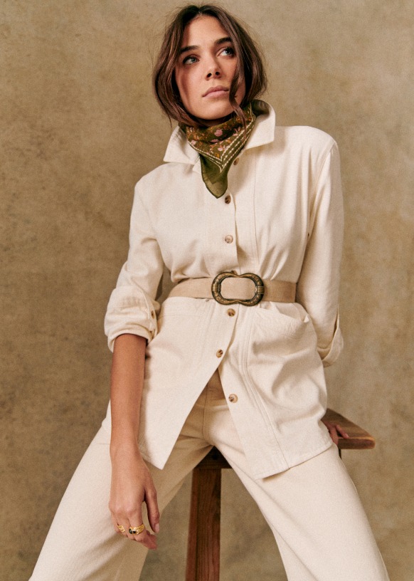 Sézane GAIA ベルト　マスティック　サイズ80 ベージュ　スウェード Gaia Belt - Honey - Split cowhide leather - Sézane