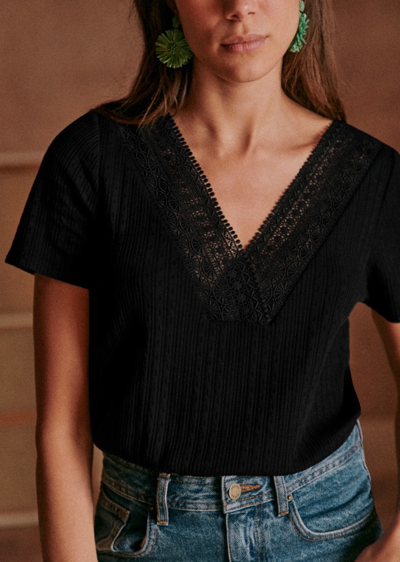 Cassiopée T-Shirt - Black - Organic Cotton - Sézane