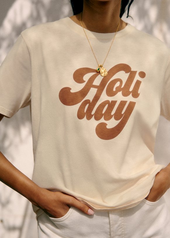 Holiday T-Shirt - Sézane x Holiday - Candy Pink / Ecru - Organic