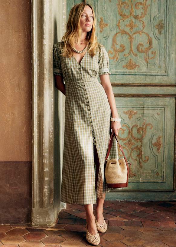 Solia Dress - Newcastle Checkquered Print - Organic Cotton - Sézane