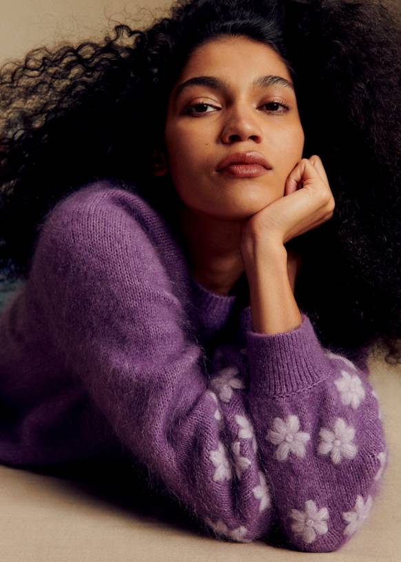 Mélanie セーター - ヘザーベージュ／エクリュ - キッドモヘア