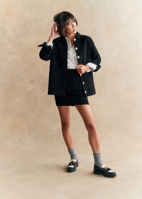 Jupe Malia Velours Noir Coton biologique textile a base de fibres biologiques Sezane