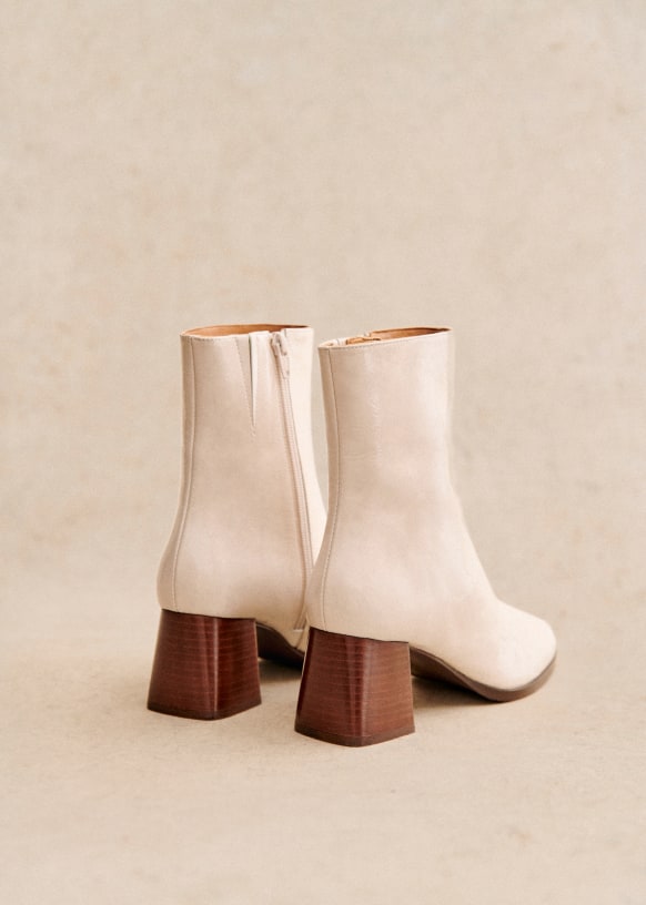 Axelle Ankle Boots - Taupe - Split cowhide leather - Octobre Éditions