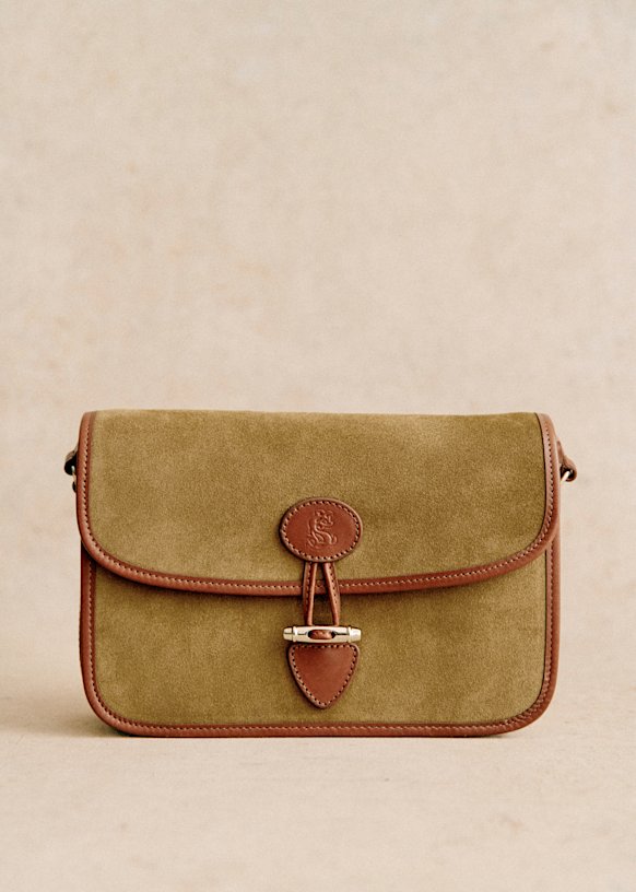 Tasche Milo Vintage - Taupe mehrfarbig - Spaltleder vom Rind - Sézane