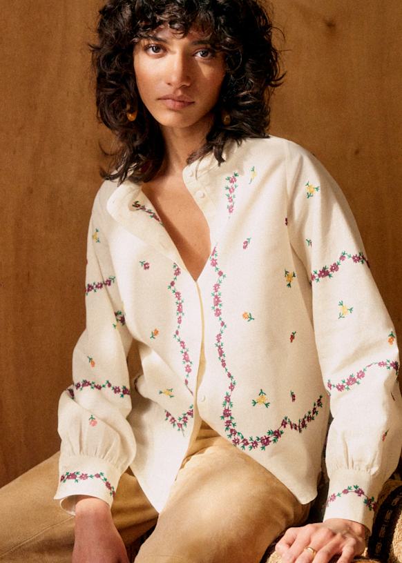 Elvio shirt - Sézane x Lucia Vergara - Ecru with Margarita