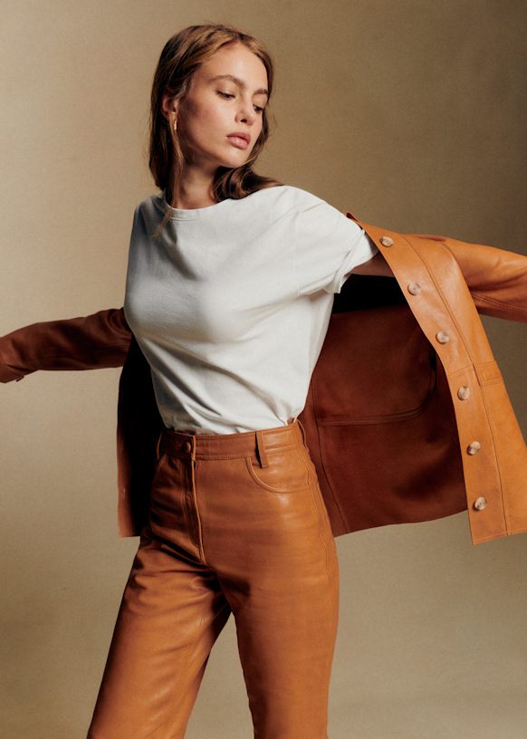 Goran Trousers - Honey - Lamb leather - Sézane