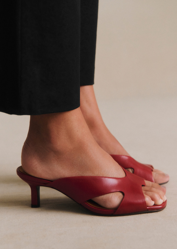Ingrid Mule - Cherry Smooth - Bovine leather - Sézane