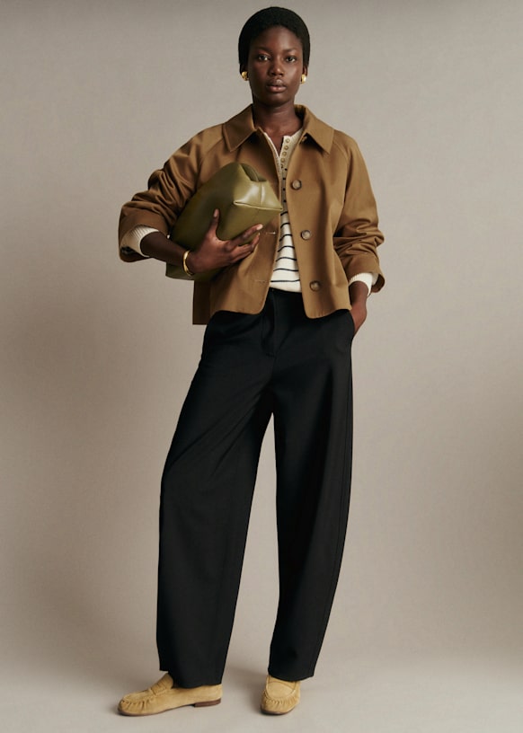 Yvan Trousers - Olive Green - Wool - Sézane