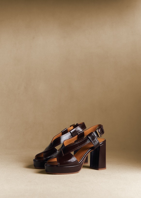 High ELSA Sandales - Vintage Chocolate - Smooth cowhide leather