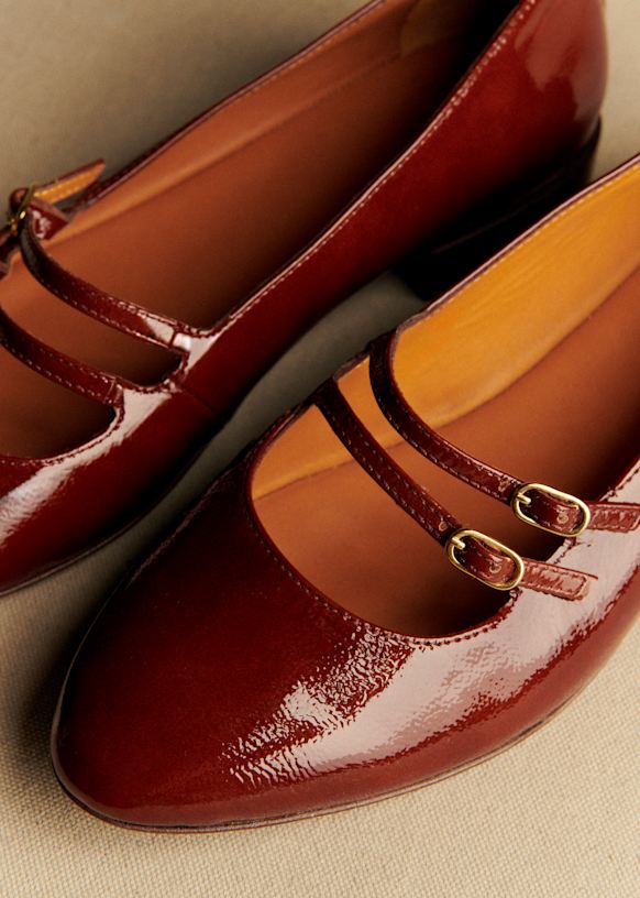 Ninon Low Ballerinas - Patent Mahogany - Bovine leather - Octobre