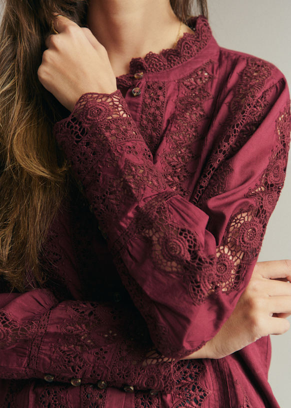 Rym Shirt - Burgundy - Cotton - Sézane