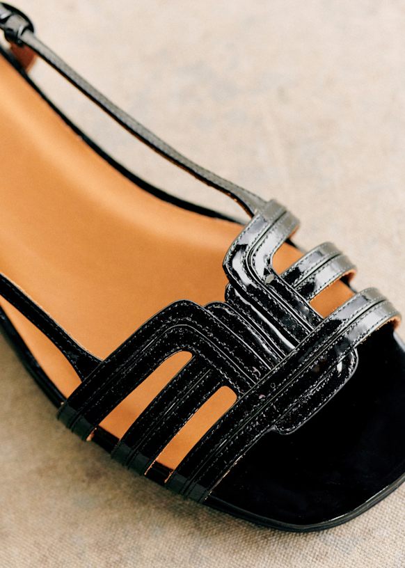 選ぶなら Mahogany Patent - Sandals Low Josepha - Sézane - leather Bovine 靴