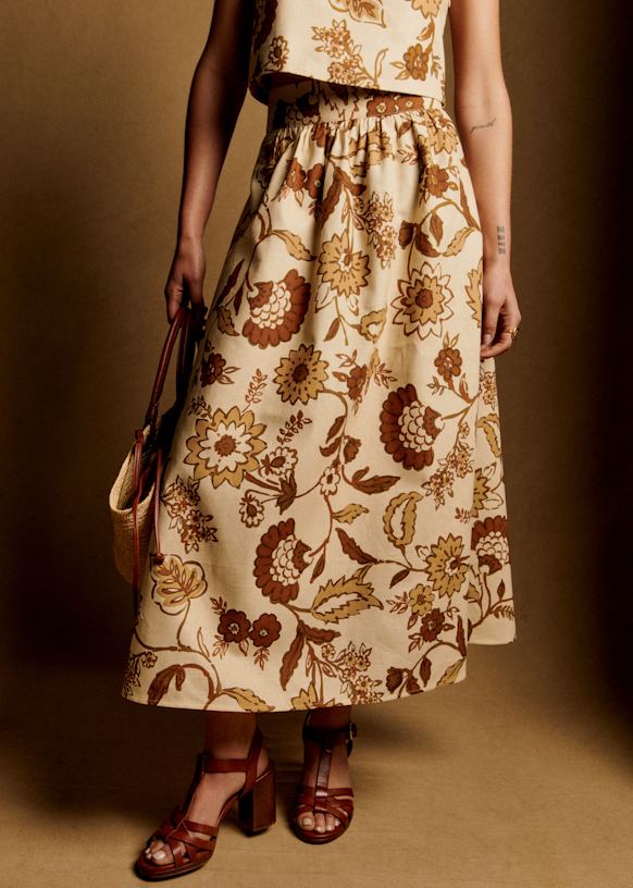 Siloé Skirt - Adelia Print - Linen - Sézane