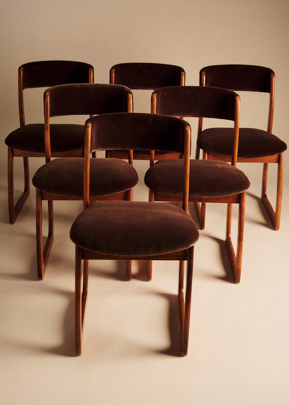 Lot of 6 chaises traineau vintage