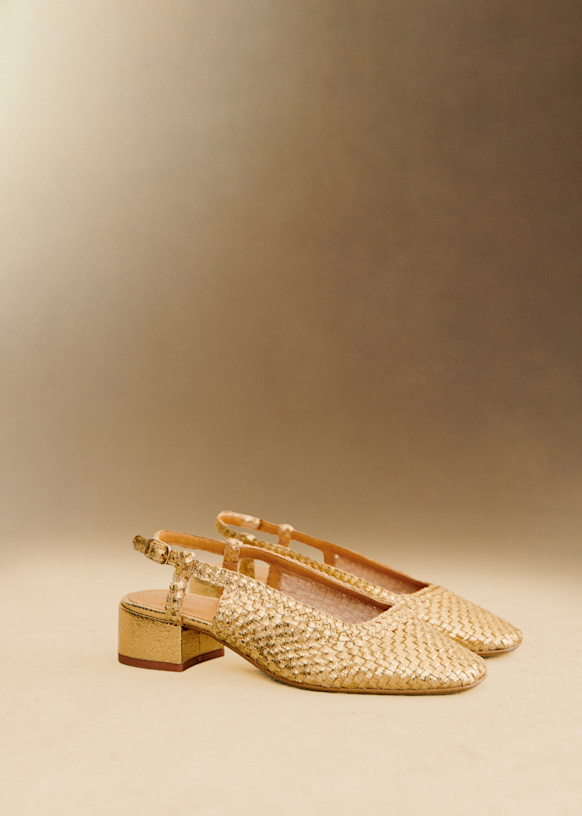 Noemie Heeled Pumps - Natural Heritage Braided Leather - Vegetable