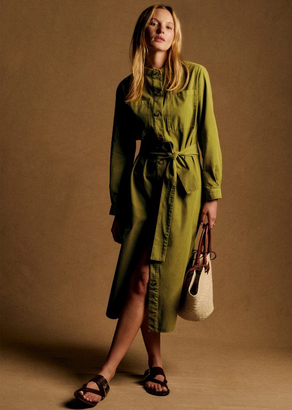 sezane olive green dress Pearly Dress