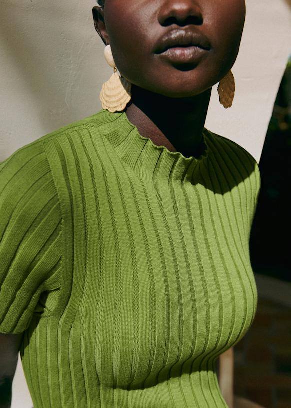 Suzanna ドレス - グリーン - オーガニックコットン - Sézane