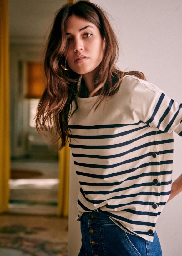 Noan Mariniere Ecru Navy Organic Cotton Sezane