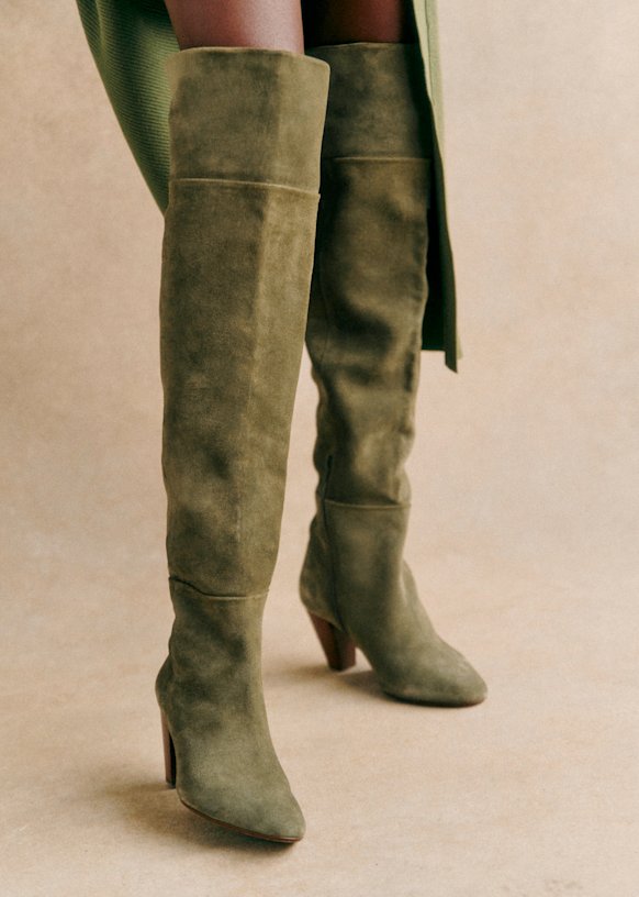 Khaki thigh high boots new arrivals