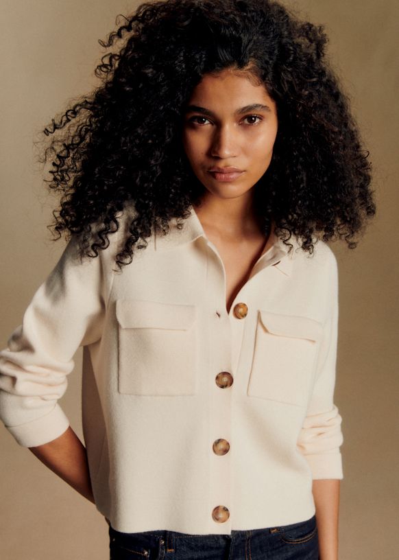 Betty Cardigan - Ecru - Merino Wool - Sézane