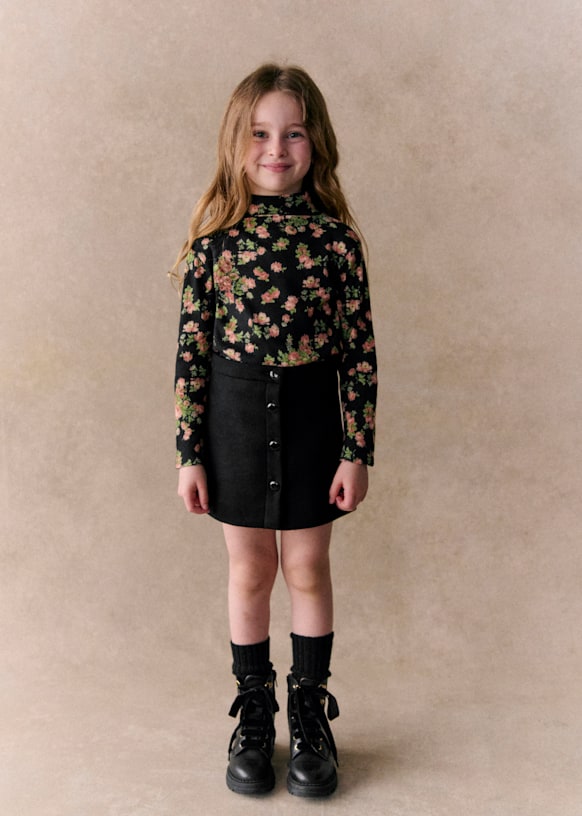 ● MA JOURNEE ● FLOWER JACQUARD SKIRT_DARK BROWN Josie Skirt - Jacquard flowers - Polyester - Sézane