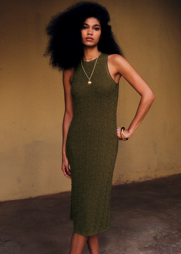 Wilma Dress - Olive Green - Organic cotton - textile made from