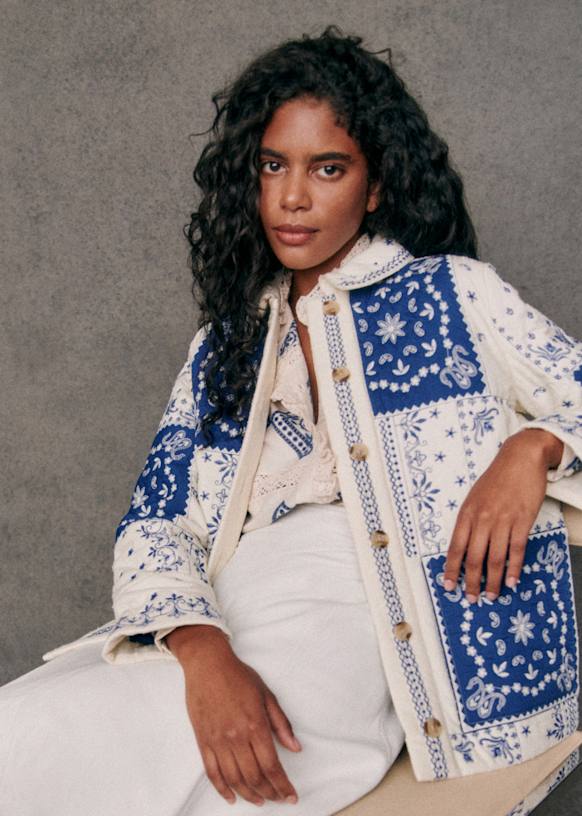Smith Jacket - Blue Ecru Bandana - Organic Cotton - Sézane