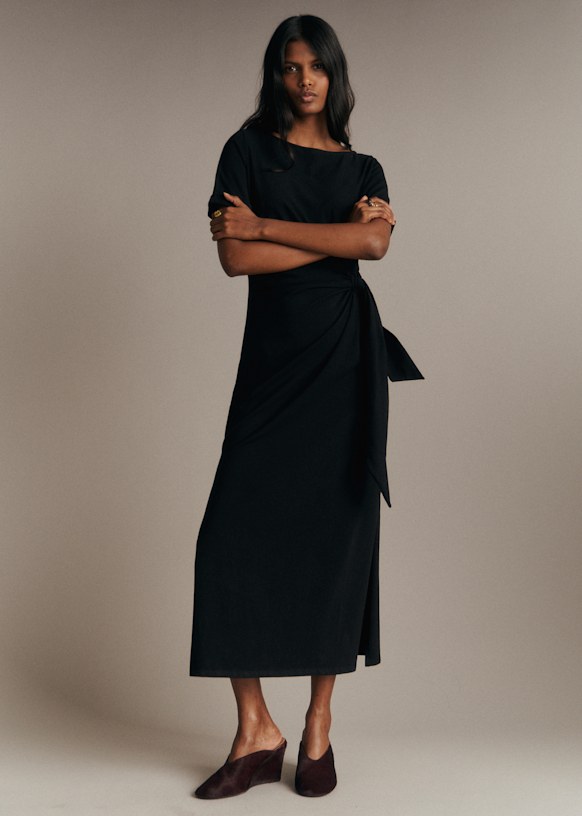 black cotton dress Ulla Johnson | Women's Marin Midi in Pleated Midi Dress Size 0 | Evening Dress Midi length Ciao Lucia | Gabriela Dress