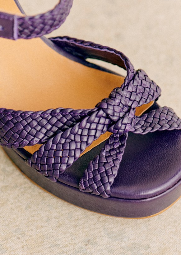 Penelope High sandals Purple smooth woven Smooth ovine leather Sezane