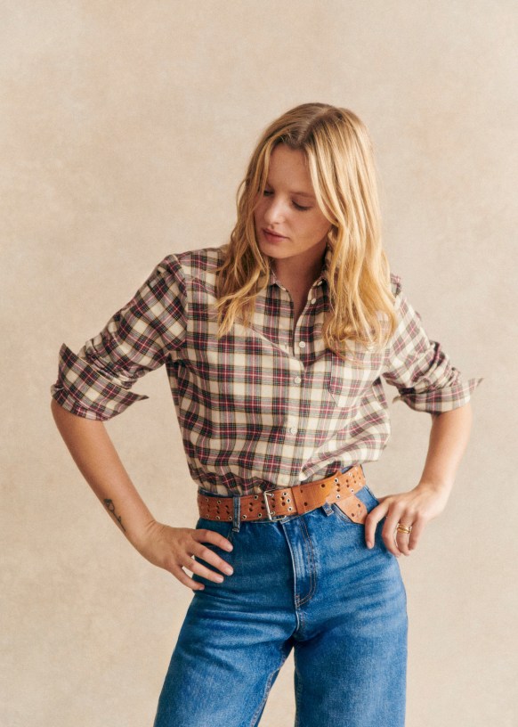 Chemise Tomboy Broderie Coeurs Rouges Coton Biologique Sezane