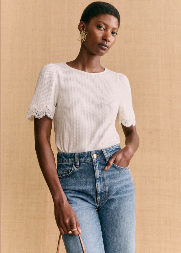 Clea T Shirt Ecru Organic cotton organic textile Sezane