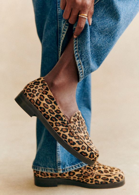 Sèzane ANDREA ローファー セザンヌ Andrea Loafers - Black Crocodile Print - Bovine leather - Sézane